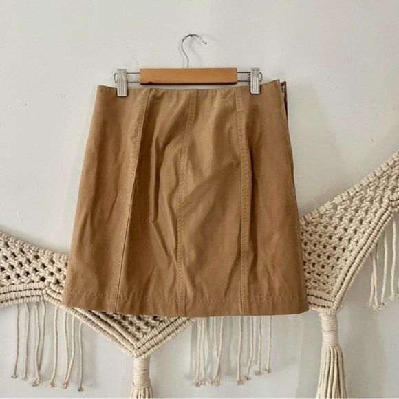 Free People Modern Femme Camel Tan Suede Leather Mini Skirt. - Picture 9 of 11